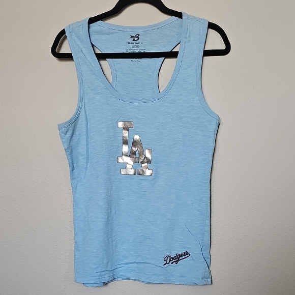 Banner Supply Co. Light Blue LA Dodgers Racerback Tank with Metallic Logo - Picture 1 of 7